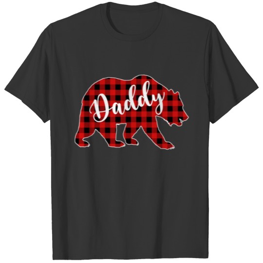 Red Plaid Daddy Bear Matching Buffalo Family Pajam T Shirts