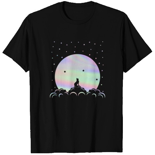 Cute Cat Lover Kitten Moon Pastel T Shirts