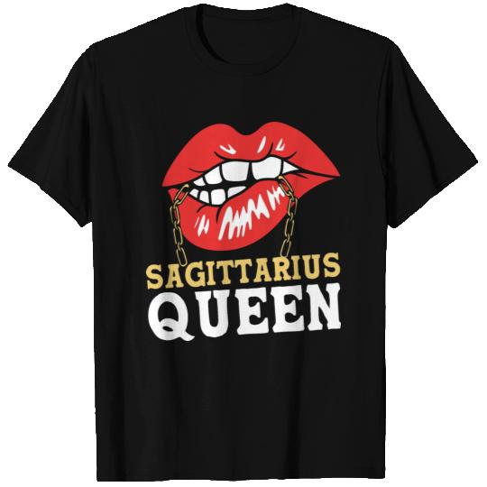 Red Lips Biting Zodiac Sagittarius Queen T Shirts