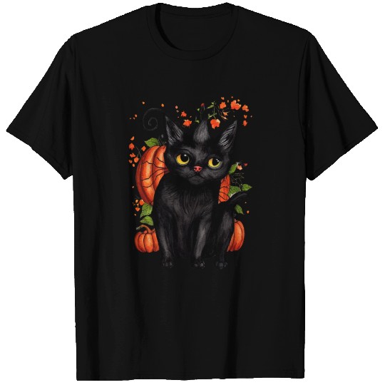 Cat Halloween Pumpkin T Shirts