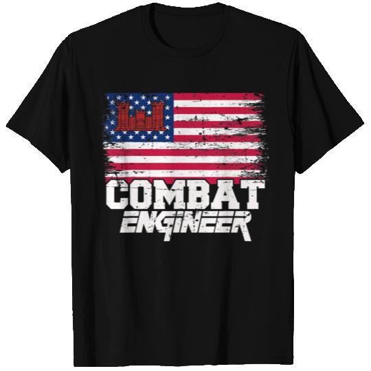 Combat Engineer with American Flag Distressed U S T Shirts