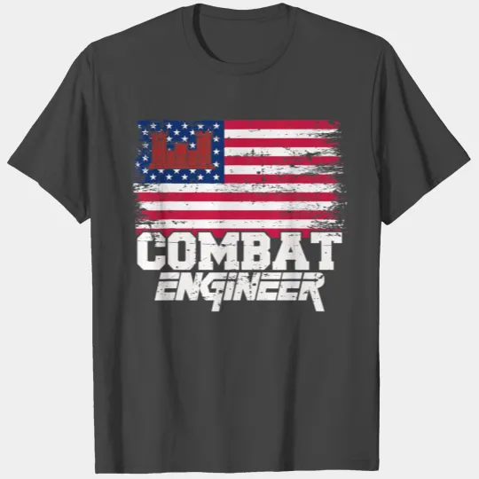 Combat Engineer with American Flag Distressed U S T Shirts