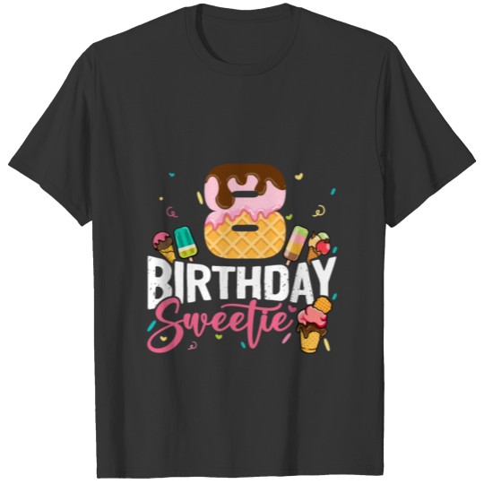 Cute 8th Birthday Ice Cream 8 Year Old Birthday T Shirts