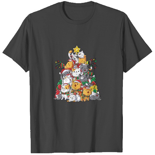 Cat Christmas Tree Xmas Funny Meowy Catmas Santa T Shirts