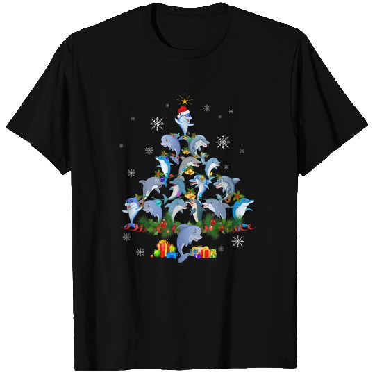 Cute Dolphin Christmas Tree Pet Dolphin Lover T Shirts