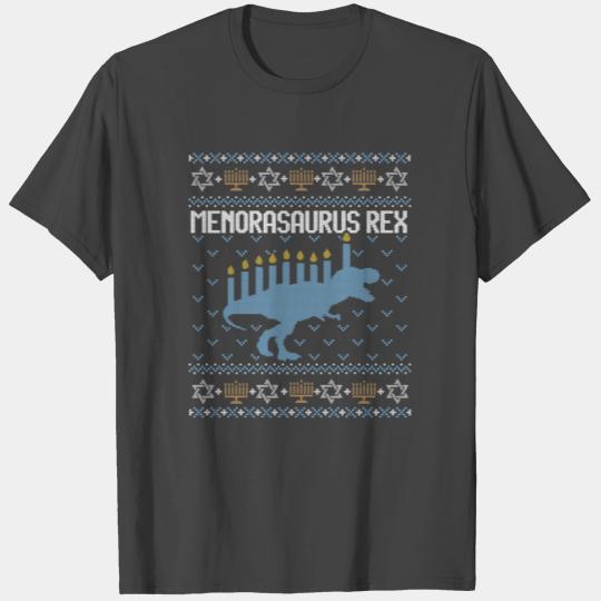 Funny Hanukkah Dinosaur T rex Menorasaurus T Shirts
