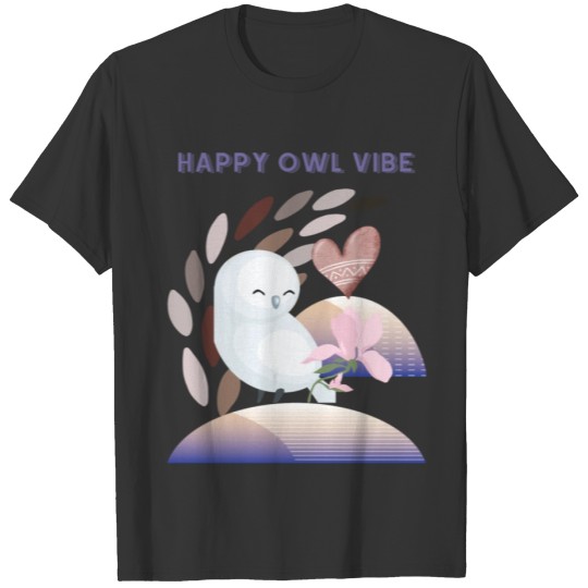 Winter Happy Cute White Owl Abstract T Shirts