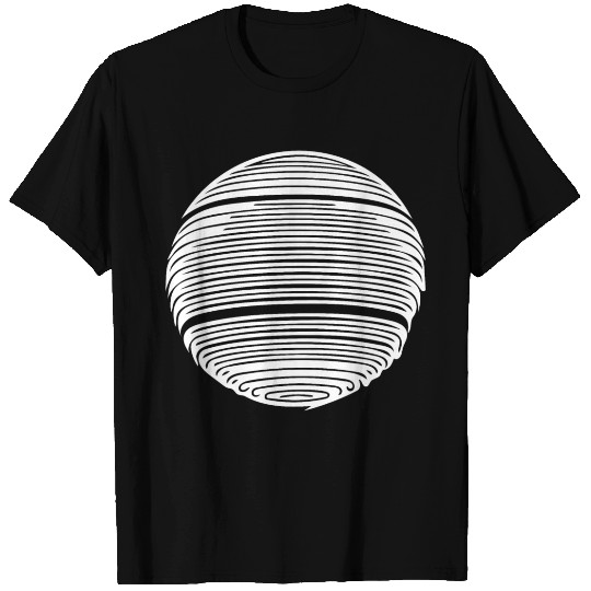 Geometric Planet Sphere With Stripes T Shirts