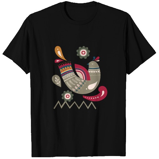 Winter Scandinavian Bird Ethnic Style T Shirts