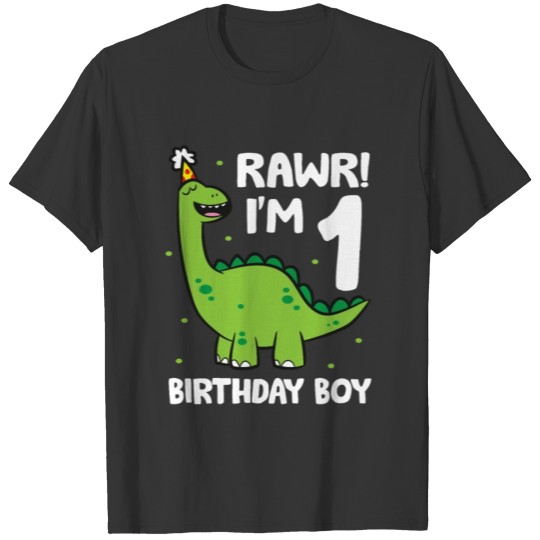 Rawr I'm 1 Dinosaur Birthday Boy 1st Birthday T Shirts