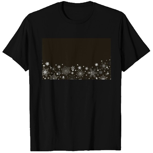Elegant Black Silver Snowflakes T Shirts