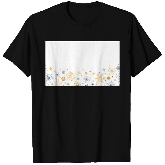 Elegant Snowflakes White Gold Silver T Shirts