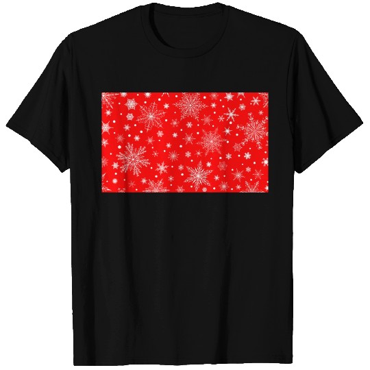 Snowflakes Pattern Red White T Shirts