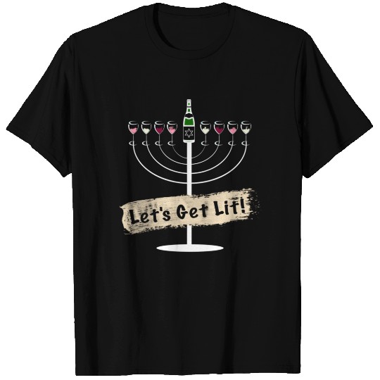 Let's Get Lit Wine Lovers Hanukkah T Shirts