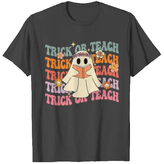 Groovy Trick or Teach Boo Ghost Pre-K Teacher Life T Shirts