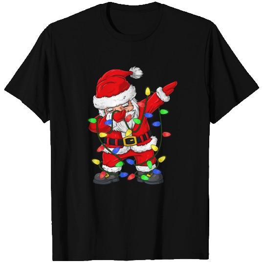 Dabbing Santa Claus Christmas Tree Lights Boys Kid T Shirts