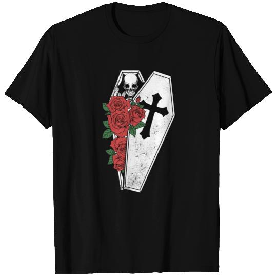 Skeleton Roses Coffin T Shirts
