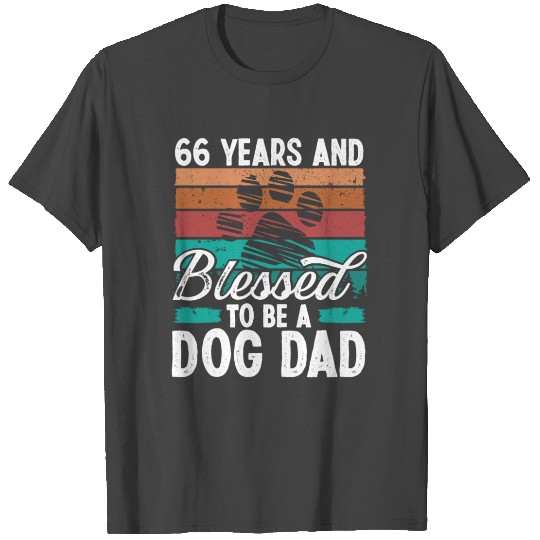 66 Year Old Dog Dad 66 Birthday Retro Dog Father T Shirts
