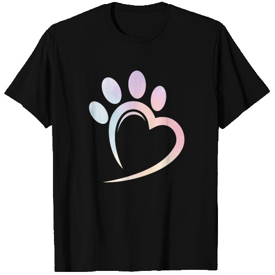 Pastel Paw Heart Cat Lover T Shirts