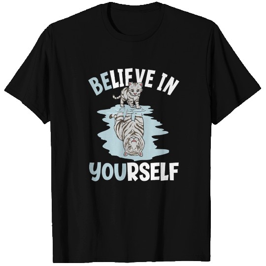 Believe In Yourself White Tiger Mirror Reflection T Shirts