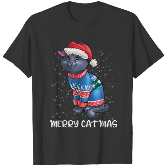 Merry Fluffmas Xmas Cat Santa Cat Christmas Merry T Shirts