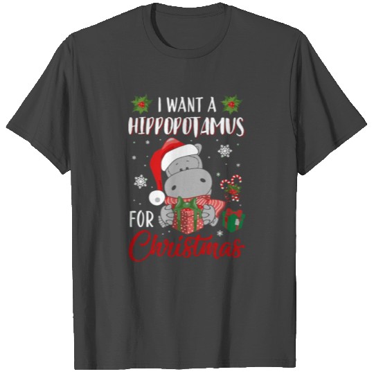 I Want A Hippopotamus For Christmas Xmas Hippo Lon T Shirts