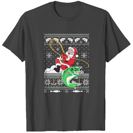 Merry Fishmas Fisherman Santa Ugly Sweater Christm T Shirts