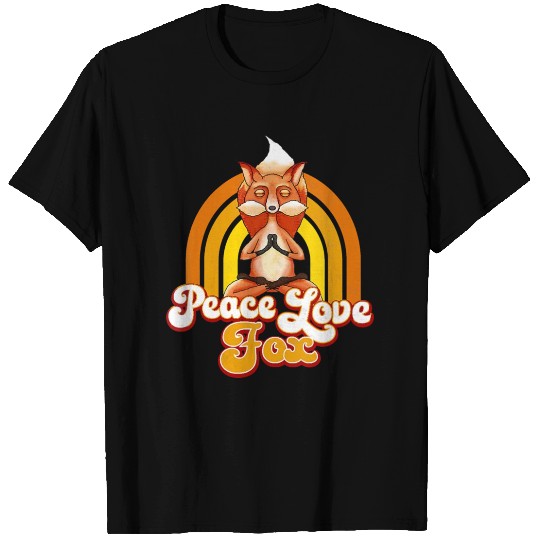 Womens PEACE LOVE FOX Cute Fox Lover Fox V Neck T Shirts