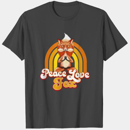 Womens PEACE LOVE FOX Cute Fox Lover Fox V Neck T Shirts
