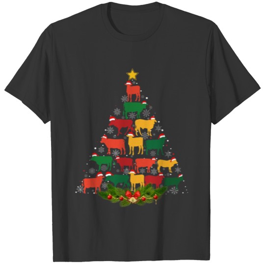 Family Matching Christmas Pajama Cow Xmas Tree T Shirts