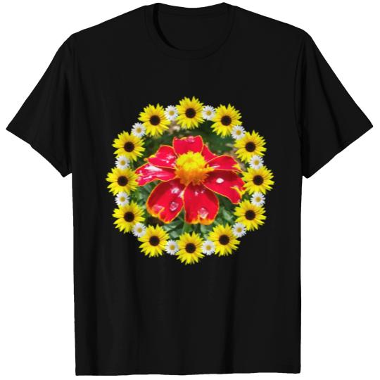 marigold flower with raindrops sunflower daisy T Shirts