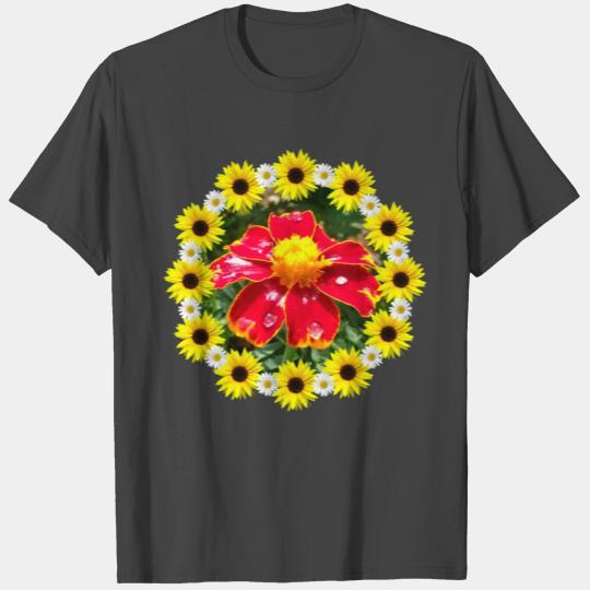 marigold flower with raindrops sunflower daisy T Shirts