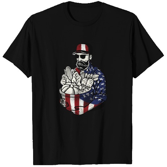 Farming Farmer American Flag Us T Shirts