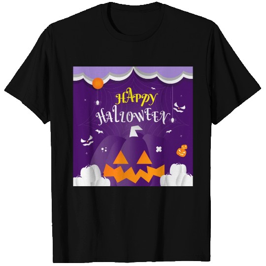 Halloween Scary Evil Pumpkin Purple Funny Pumpkin T Shirts