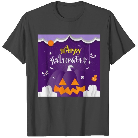 Halloween Scary Evil Pumpkin Purple Funny Pumpkin T Shirts