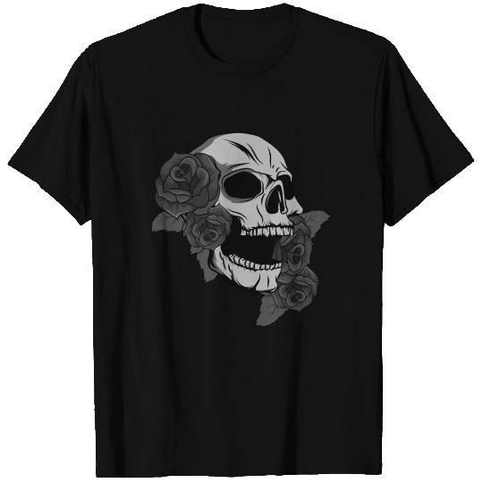 Black Skull Roses Aesthetic Goth Gothic T Shirts