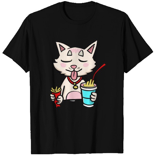 Kawaii Cat Eating Ramen Noodles Japanese Food Anim T Shirts