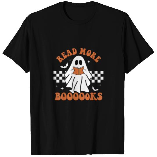 Cute Booooks Ghost Read More Books Funny Teacher T Shirts