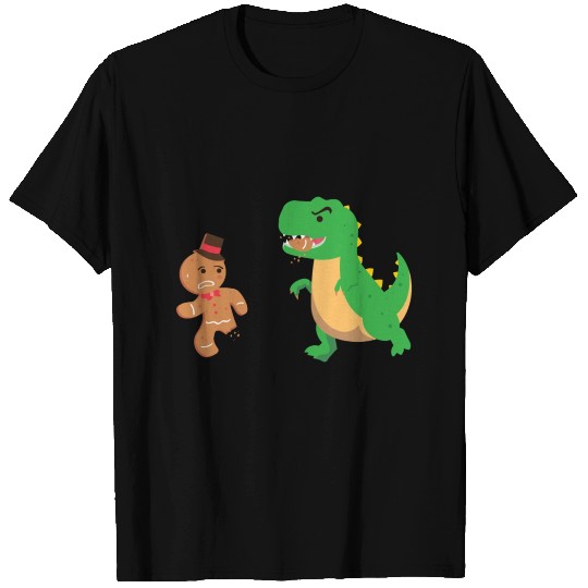 Funny gingerbread man lost leg by rex dinosaur T Shirts
