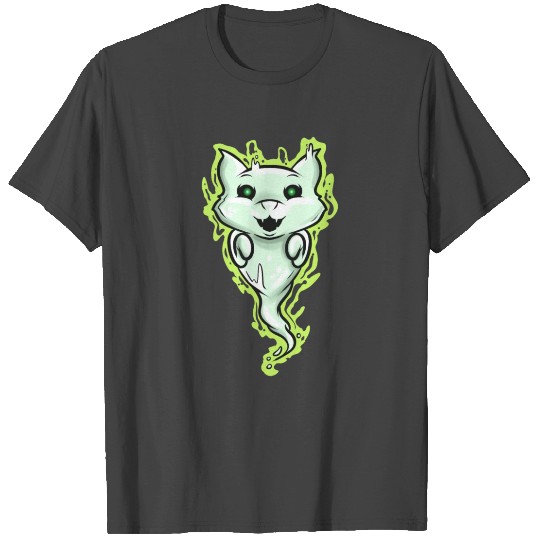 Ghost Cat Spirit Green Eyes Halloween T Shirts