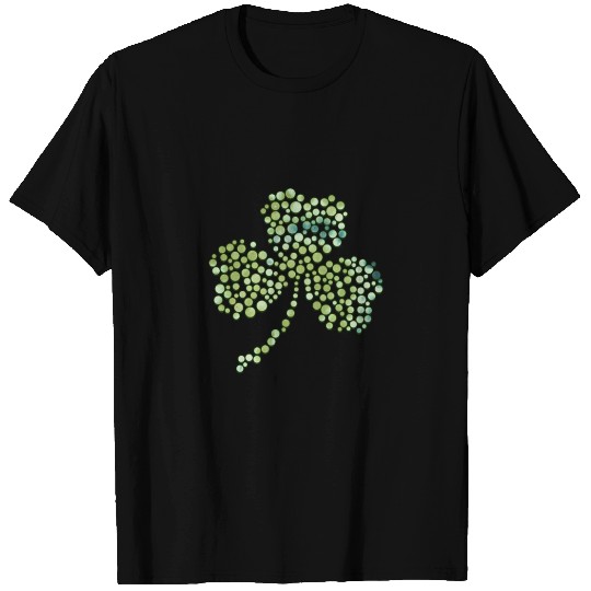 Green tie dye shamrock dots T Shirts