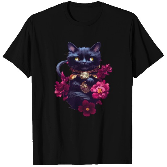 Flower Black Cat T Shirts