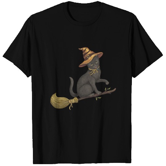 Black Cat Witch T Shirts