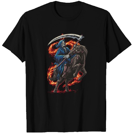 Grim reaper riding a horse Halloween T Shirts