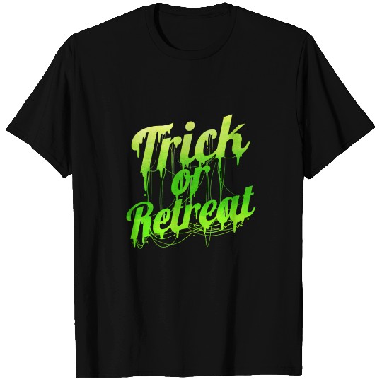 Green Spiderweb Letter Trick Or Retreat Halloween T Shirts