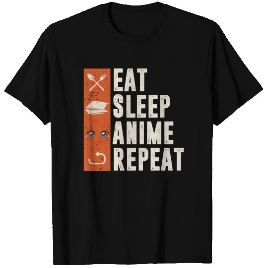 eat sleep anime repeat T Shirts