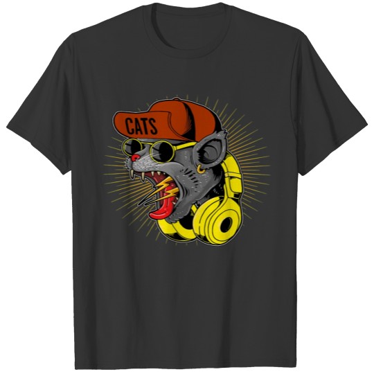 Funny Screaming Black Cat Teenager Cat Vintage T Shirts