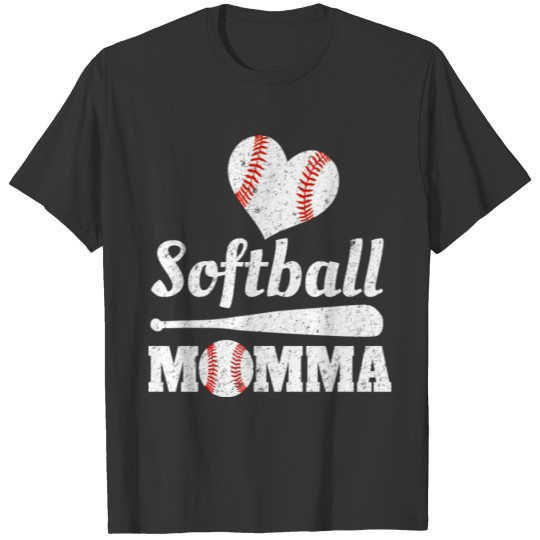 Softball Momma Bat Heart Sports Mom Mothers Day T Shirts