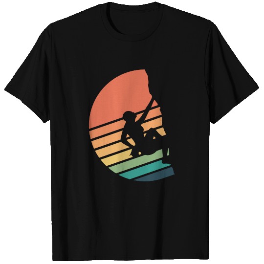 Climbing like a girl retro girl rock climbing T Shirts