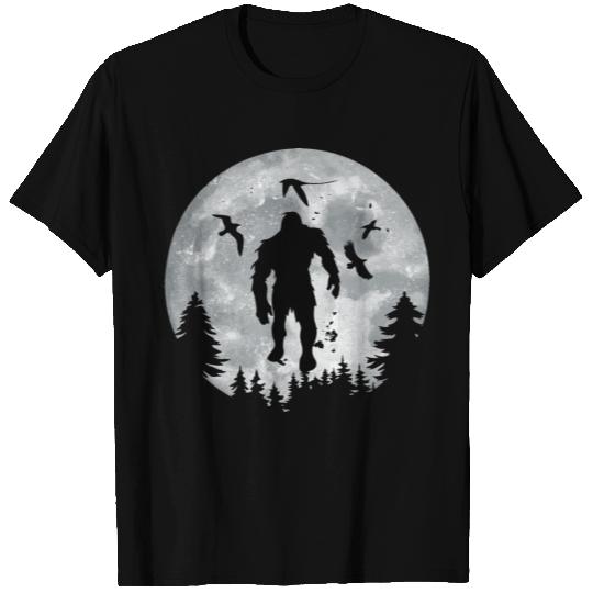 Bigfoot Night Stroll Cool Full Moon Night T Shirts